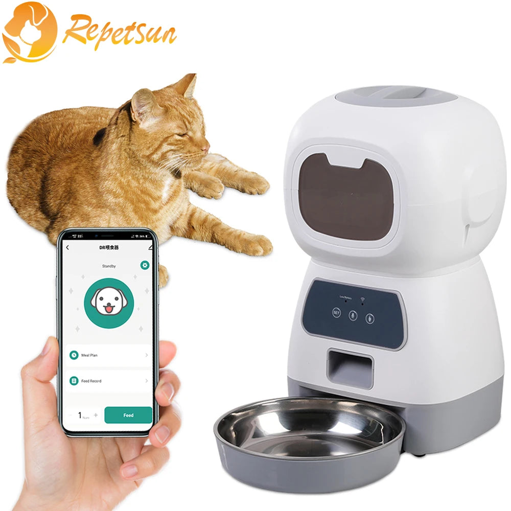 3.5L Automatic Pet Feeder For Cats WiFi Smart Swirl Slow Dog Feeder With Voice Recorder Large Capacity Timing Cat Food Dispenser 3.5L Automatic Pet Feeder For Cats WiFi Smart Swirl Slow Dog Feeder With Voice Recorder Large Capacity Timing Cat Food Dispenser